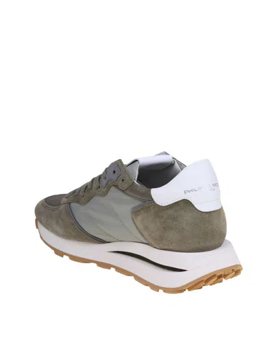 Shop Philippe Model Nylon And Suede Sneakers In Vert