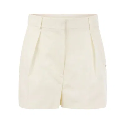 Shop Sportmax Twill Pleated Shorts In White