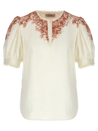 Shop Twinset 'toile' Blouse In White