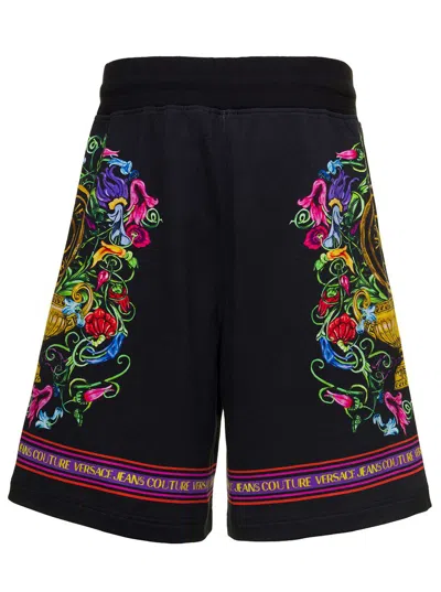 Shop Versace Jeans Couture Bermuda Shorts With Print In Black