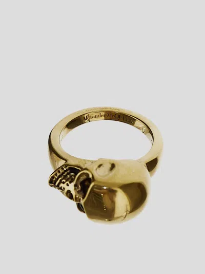 Shop Alexander Mcqueen Skull Ring In Golden
