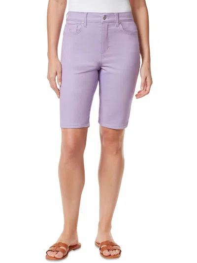 Shop Gloria Vanderbilt Amanda Womens High Rise Knee-length Bermuda Shorts In Purple