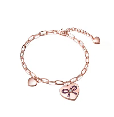 Shop Rachel Glauber Teen/young Adults 18k Rose Gold Plated With Heart Charms Adjustable Bracelet