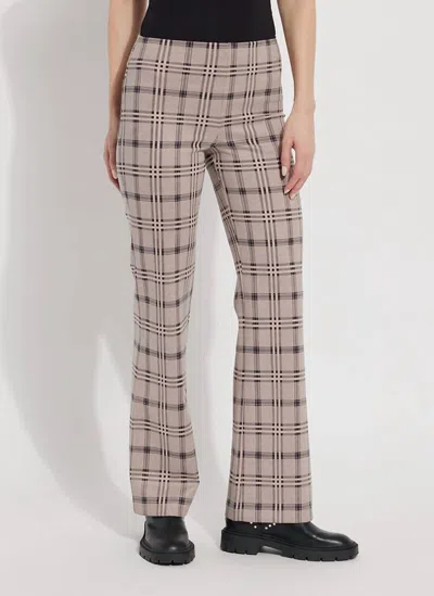 Shop Lyssé Neoprene Baby Bootcut Pant In New Age Plaid In Brown