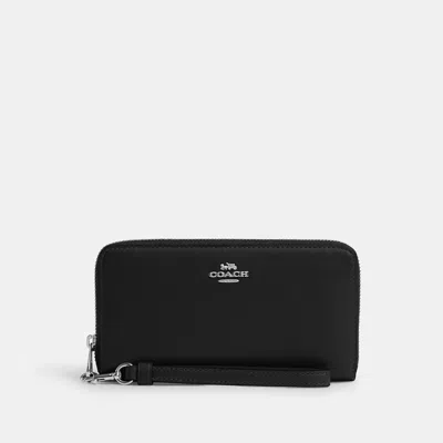 Coach Outlet Long Zip Around Wallet With Detachable Card Case In Black