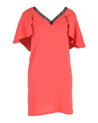 Shop Maje Rysandre Flutter-sleeve Dress In Red Polyester
