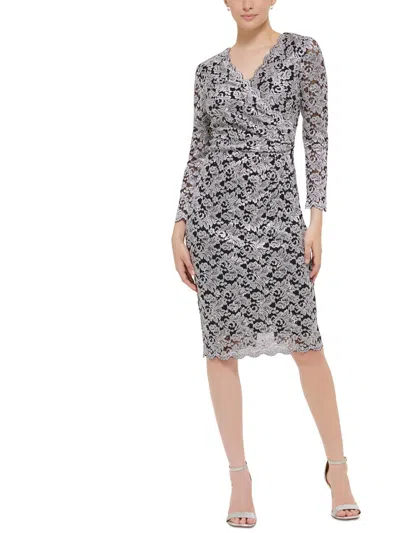 Shop Jessica Howard Womens Lace Midi Sheath Dress In Grey