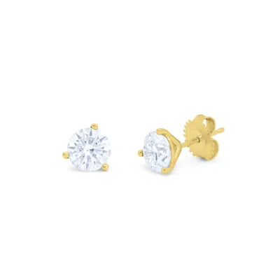 Shop Diana M. 14kt Yellow Gold Solitaire Diamond Stud Earrings Containing 2.00 Cts Tw Of Round Diamonds Set In A M