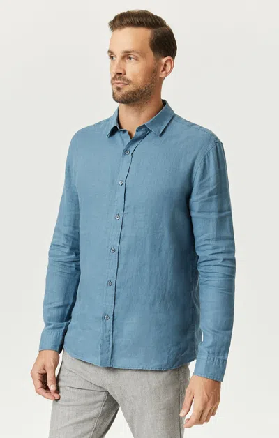 Shop Mavi Linen Button-up Shirt In Bluestone In Medium Blue