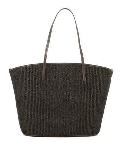 Shop Brunello Cucinelli Shopping Bag With Monili In Brown