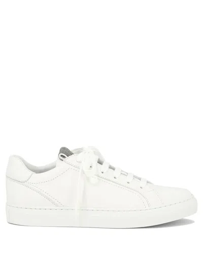 Shop Brunello Cucinelli Sneakers With Precious Detail In White