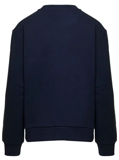 Shop Apc 'elisa' Blue Crewneck Sweatshirt With Contrasting Logo Print In Cotton Woman
