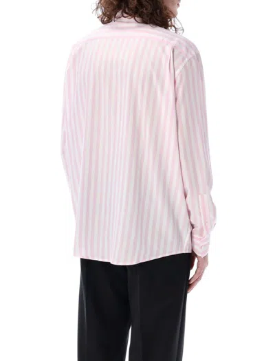 Shop Acne Studios Stripe Button-up Shirt In Pink White Stripes