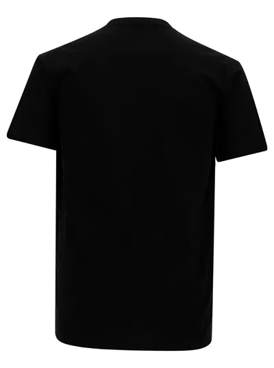 Shop Dsquared2 'icon' Crewneck T-shirt With Lettering Print In Cotton Man In Black