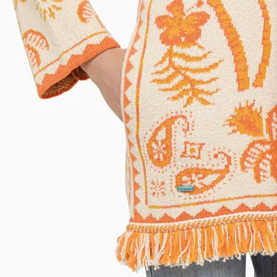 Shop Alanui White/orange Jacquard Cardigan