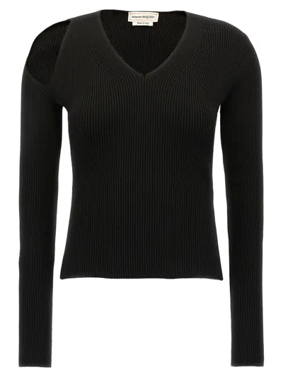 Shop Alexander Mcqueen Cut-out Sweater In Black