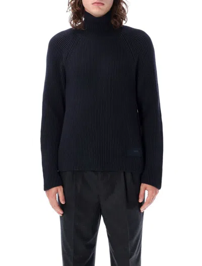 Shop Ami Alexandre Mattiussi Ami Paris High-neck Sweater In Navy