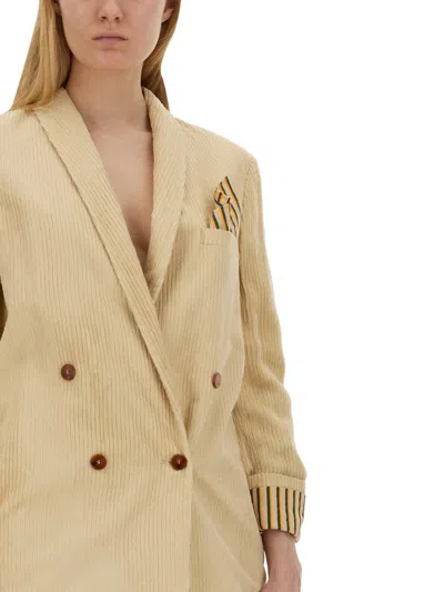 Shop Alysi Double-breasted Jacket In Ivory