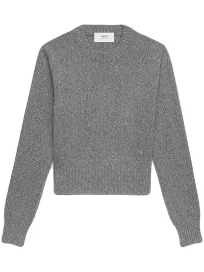 Shop Ami Alexandre Mattiussi Ami Paris Ami De Couer Cashmere Sweater In Grey