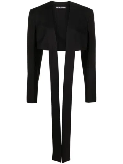 Andreädamo Open-front Cropped Jacket In Black