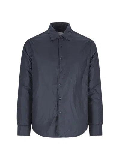 Aspesi Button-up Minimalist Jacket With Classic Collar In Blue