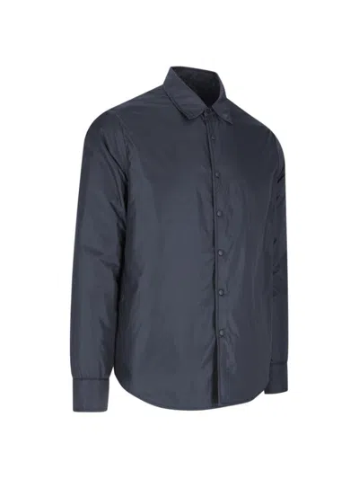 Aspesi Button-up Minimalist Jacket With Classic Collar In Blue