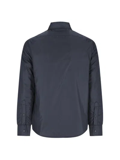 Aspesi Button-up Minimalist Jacket With Classic Collar In Blue