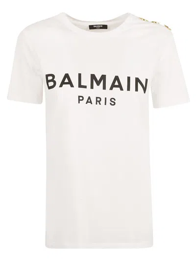 Shop Balmain - T-shirt In Blanc Noir