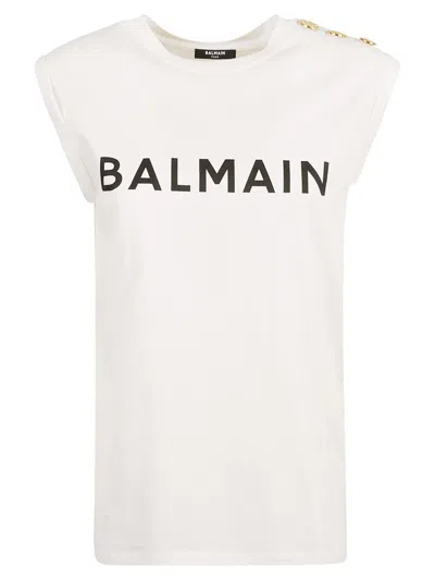 Shop Balmain - Top In Blanc Noir