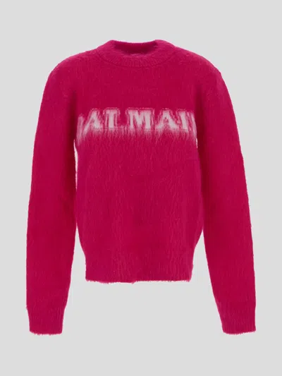 Shop Balmain Sweaters In Fuchsiablanc