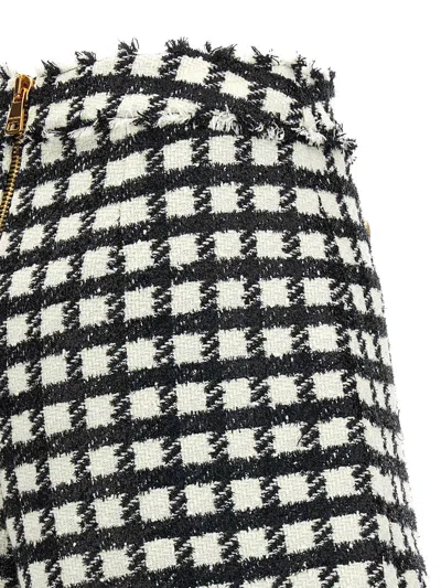 Shop Balmain Tweed Shorts In White/black