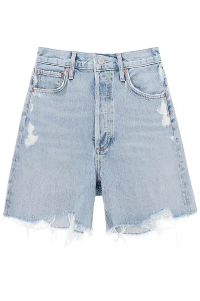 Shop Agolde Stella Denim Shorts In Blue