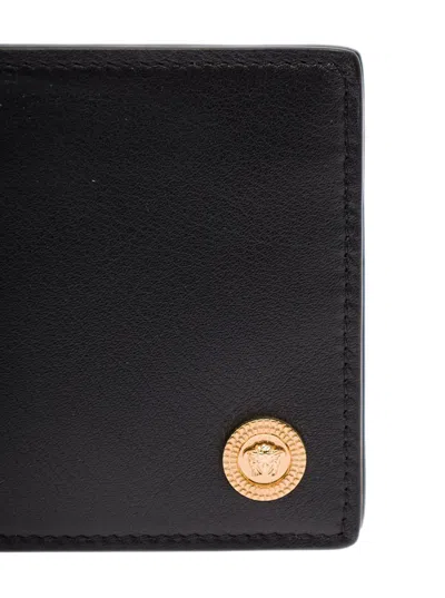 Shop Versace Biggie Bifold Black Leather Wallet  With Medusa Detail  Men