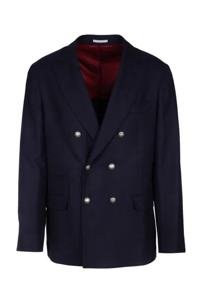 Shop Brunello Cucinelli Jackets And Vests In Navy