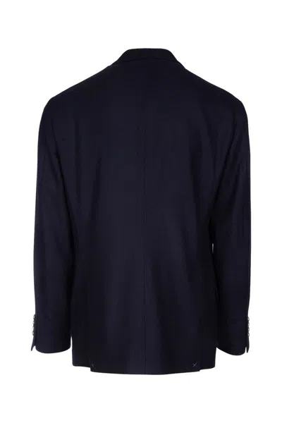 Brunello Cucinelli Double-breasted Blazer With Notched Lapels In Navy