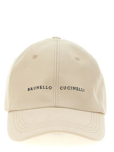 Shop Brunello Cucinelli Logo Embroidery Cap In Beige