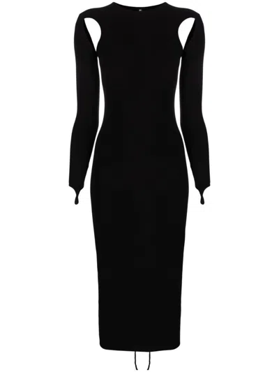 Shop Andreädamo Andreādamo Sculpting Jersey Cut-out Midi Clothing In Black