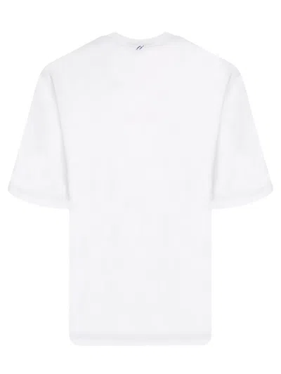 Burberry White Crewneck T-shirt With Equestrain Knight Patch In Cotton Man In White