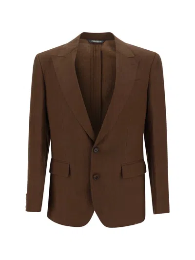 Shop Dolce & Gabbana Blazers E Vests In Marrone Scuro