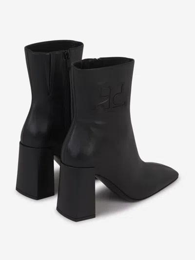 Shop Courrèges Heritage Leather Ankle Boots In Negre