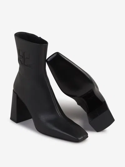 Shop Courrèges Heritage Leather Ankle Boots In Negre