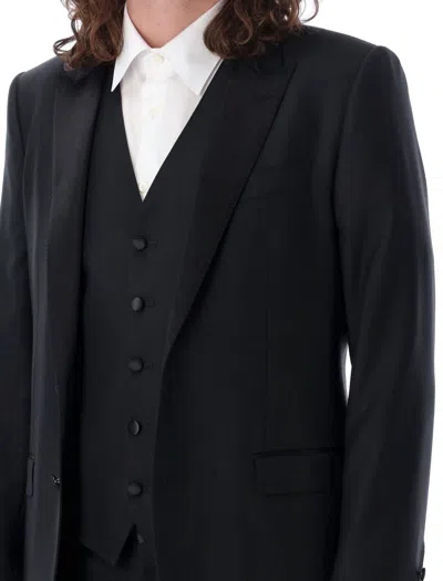 Shop Dolce & Gabbana Tailored Three-piece Tuxedo Suit In Black