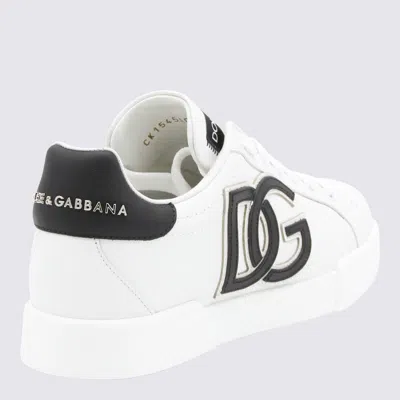 Shop Dolce & Gabbana White And Black Leather Portofino Sneakers