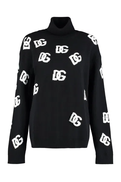 Shop Dolce & Gabbana Wool Turtleneck Sweater In Black