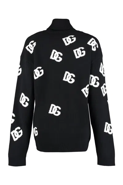 Shop Dolce & Gabbana Wool Turtleneck Sweater In Black
