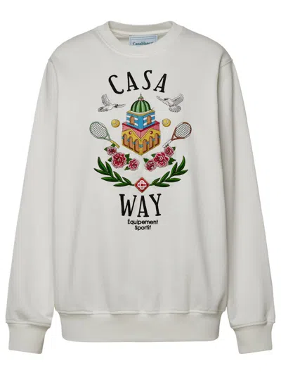 Shop Casablanca White Cotton 'casa Way' Sweatshirt