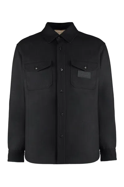Shop Gucci Wool Shirt In Black