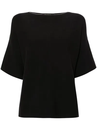 Shop Fabiana Filippi Organic Cotton Boat-neck Sweater In Black