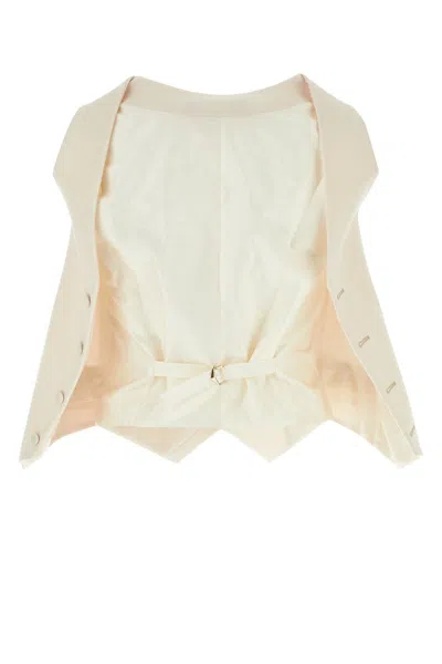 Fendi Wool Vest With Back Strap And Flounces In Pink
