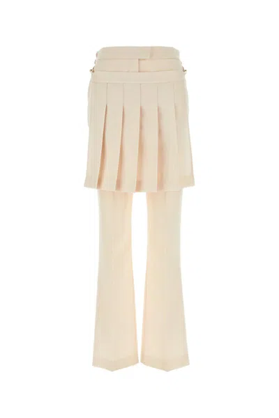 Fendi Grain De Poudre Pleated Panel Pants In Ivory